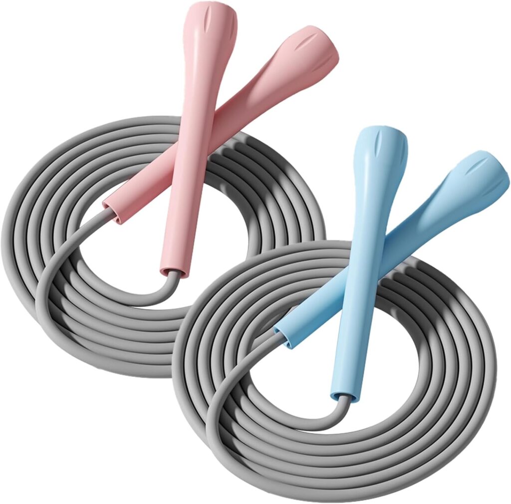 2 Pack Jump Rope for Kids, Lightweight Adjustable Jump Rope for Fitness, Tangle-Free Skipping Rope Speed Jumping Rope for Women Men, 2-Color