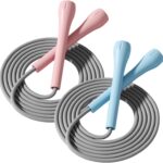 2 Pack Jump Rope for Kids, Lightweight Adjustable Jump Rope for Fitness, Tangle-Free Skipping Rope Speed Jumping Rope for Women Men, 2-Color