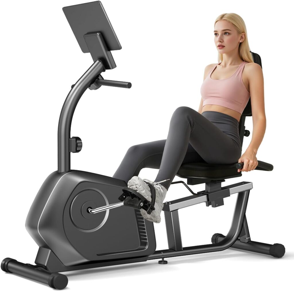 Recumbent Exercise Bike, Magnetic Staionary Bikes for Home with 16-level Resistance & Adjustable Seat, Staionary Bike for Seniors Adults, 330 LBS & LCD Monitor