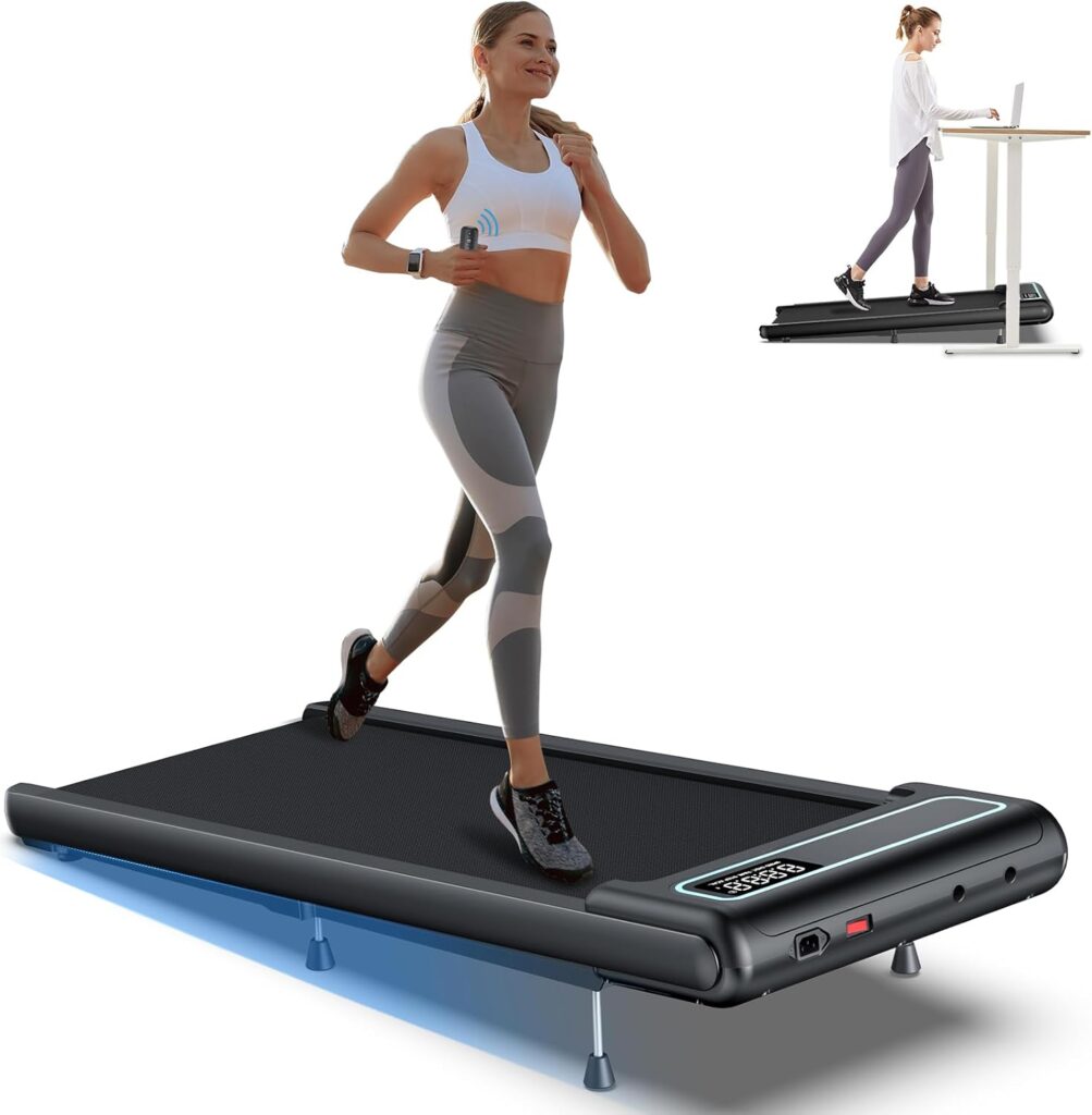 10% Incline Under Desk Walking Pad, 2.5HP Low Noise Treadmill for Home Office Apartment, 3 in 1 Lightweight Running Machine for Small Space, Works with Apps & Mute Remote Control, No Installation