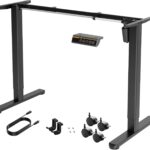 Claiks Standing Desk Frame, Electric Stand Up Desk Legs Frame Workstation Up to 63″,T-Shaped Adjustable Standing Computer Desk for Home and Office, (Black Frame only)
