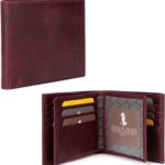 Genuine Leather Double fold Burgundy Fourfold Wallet for Men RFID Blocking – Gifts for Him (Essential Spinel)