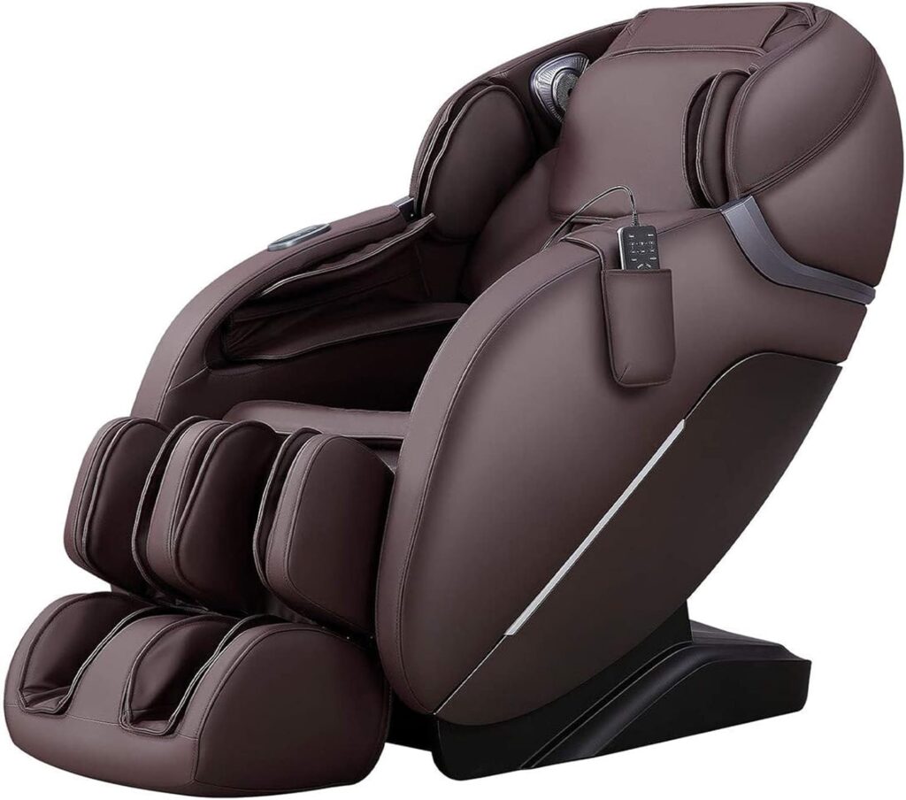 iRest SL Track Massage Chair Recliner, Full Body Massage Chair, Zero Gravity, Bluetooth Speaker, Airbags, Heating, Extendable Footrest and Foot Massage (Brown)