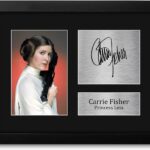 HWC Trading Carrie Fisher Gift USL Framed Signed Printed Autograph Star Wars Gifts Print Photo Picture Display – US Letter Size