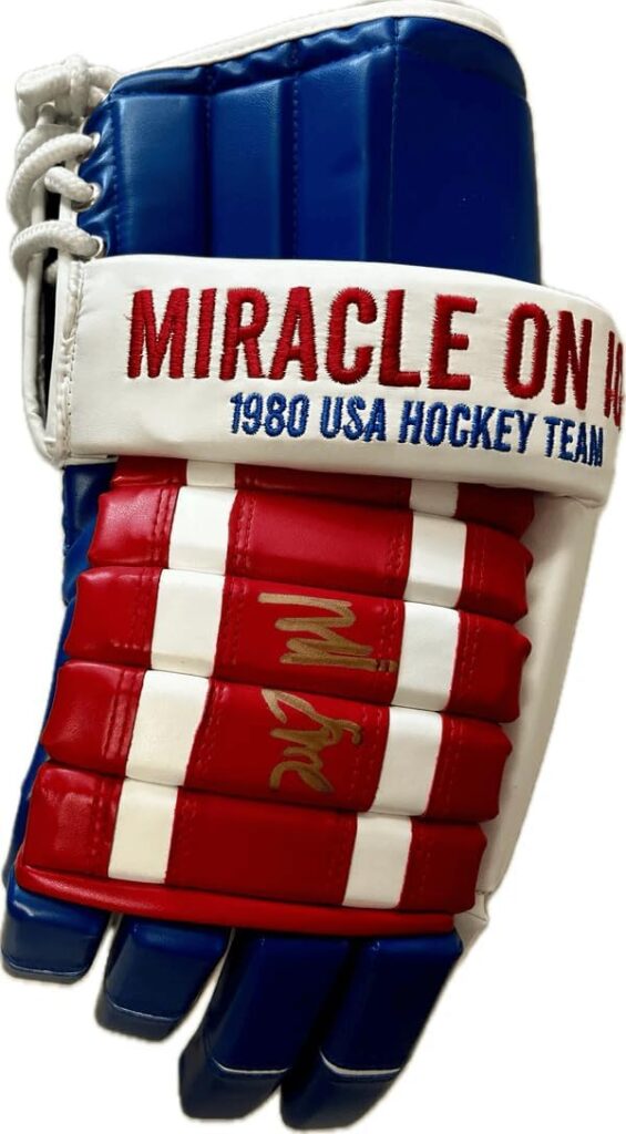 Miracle on Ice 1980 Replica Hockey Glove Signed by Mike Eruzione – Officially Licensed Product
