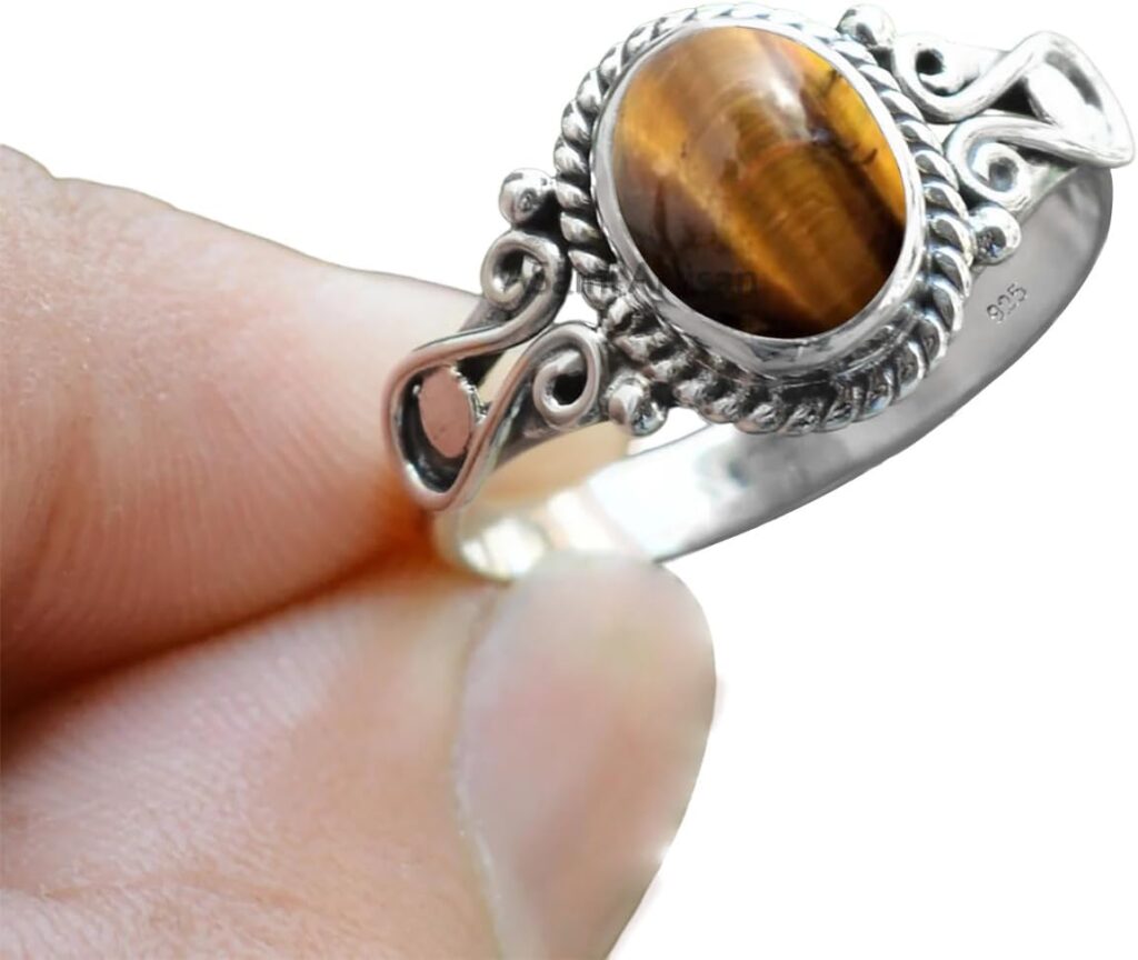 Elegance in Every Detail: Handmade 925 Sterling Silver Rings with 6×8 Oval Natural Gemstones (US Ring size 4, Amethyst)