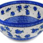Authentic Polish Pottery Mixing bowl, serving bowl 9-inch in Lovely Blueberries Design Handmade in Bolesławiec Poland by Ceramika Bona + Certificate of Authenticity