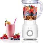 SIMPLUS White Blenders for Kitchen, 51oz Countertop Blender, Stainless Steels Professional Blenders, 3 Adjustable Speed Smoothie Maker for Juices, Puree, Shakes, Fruit Drinks, Sauces, Self-Cleaning