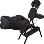 EarthLite Microlite Portable Massage Chair Package, Black W/White Stitch