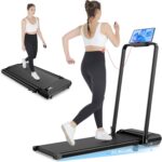 ANCHEER Treadmill with Handles, 3.0 HP Foldable Walking pad with 12% Incline, 320 lbs Capacity-Portable Under Desk Folding Treadmills for Home Small with Widened Belt/Remote Control