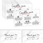 Handmade Candle Care Instruction Card, Candle Care Instruction Card, 3.5 x 2 inches for Handmade Candle Makers Soy Bees Wax Coconut Essential Oils, 50 Pack(Marble Look Design)