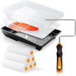 12 Pcs 6 Inch Paint Roller Kit with High-Density Foam Paint Roller, Paint Tray with Liner, Mini Roller for Painting Wall, Door, Cabinet