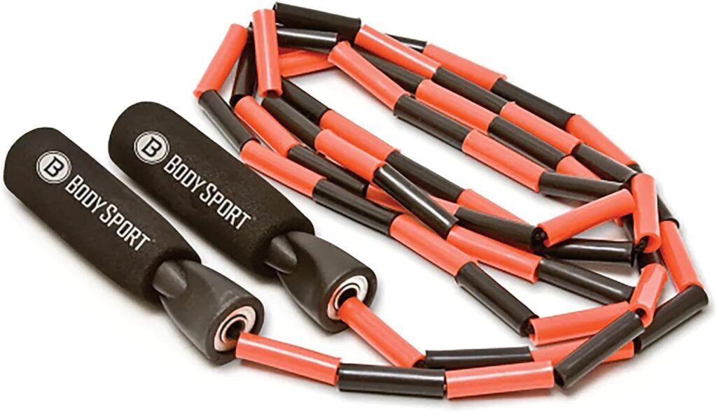 BodySport ZZR184 Beaded Jump Rope – Expand Your Workout Routine – Foam Handles for Firm Grip – 9 Ft. Rope