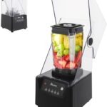 Commercial Blender, 1.8L 23000r/min Soundproof Smoothie Machine with Shield Quiet Sound Enclosure 110V 2600W for Fruit Shakes, Vegetable Shakes, Fruit Juices