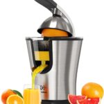 Eurolux Premium Electric Orange Juicer | Stainless Steel Citrus Squeezer With New Ultra-Powerful Motor and Soft Grip Handle for Effortless Juicing, Auto Shutoff, Dishwasher-safe Parts, Pulp Control