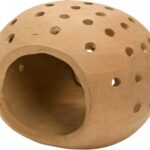 Creative Co-Op Handmade Terracotta Candle Holder with Cutouts Candleholders, 6″ L x 5″ W x 5″ H, Orange