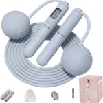 YOTTOY Skipping Ropes for Adults -Cordless Counter Jump Rope with Large Cordless Ball-Weighted Jump Rope for Women with LCD Display
