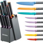 GOODA Knife Set,11 Pieces Kitchen Knife Set with Built-in Sharpener Block,Dishwasher Safe, High Carbon Stainless Steel Chef Cooking Knife Block Set