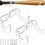 Baseball Bat Wall Mount Holder – 5mm Reinforced Acrylic Horizontal Rack for Autographed Bats & Collectibles, Compact Design vs. Bulky Display Cases (2 Sets)
