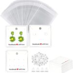 Earring Cards-2.75×2.75IN 120PCS Earring Display holder Cards with Clear Bags Pouch and Backs for Earrings,Studs, Bracelet, Necklace, Jewelry Display, Four Styles handmade with love