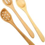 American Made Natural Hard Maple Wood Angled Cooking and Mixing Spoons, Set of 3 (Right Handed Version)