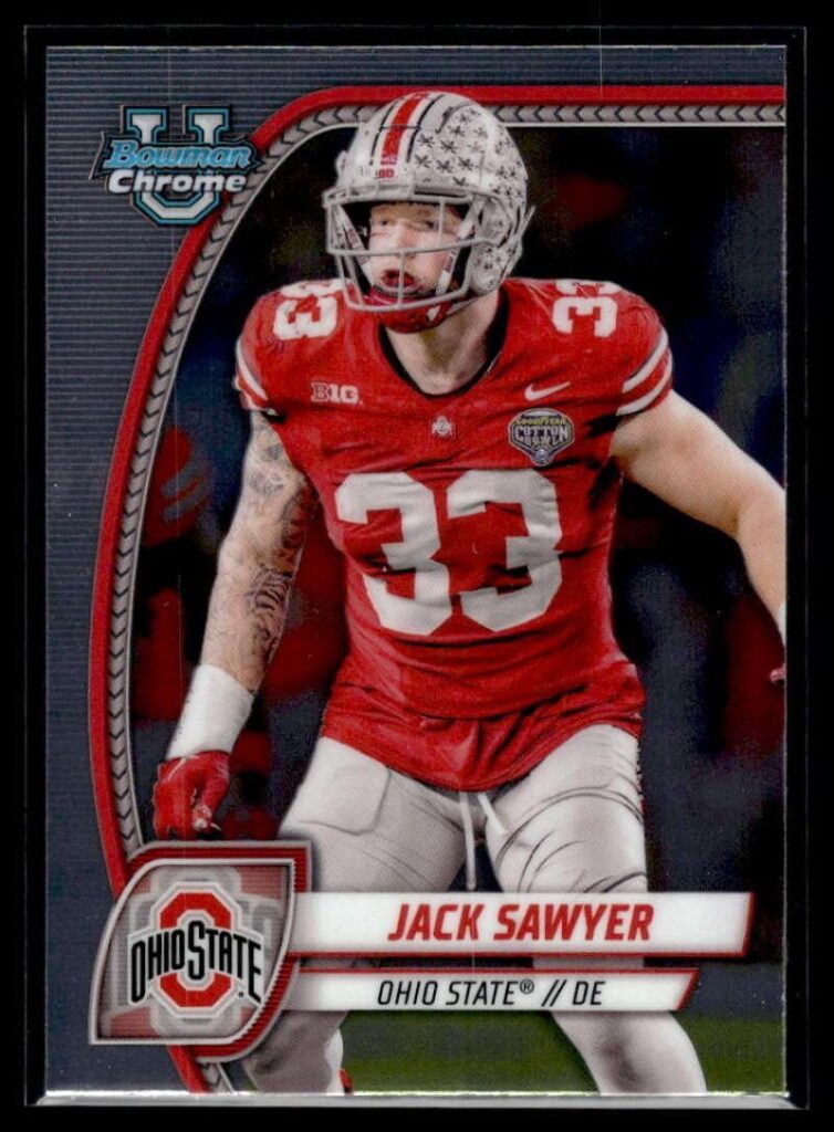 2024 Bowman University Chrome #79 Jack Sawyer Ohio State Buckeyes RC Rookie NCAA Football Trading Card