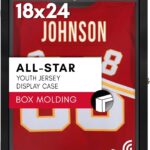 Americanflat Kids Jersey Frame Display Case Lockable – 18×24 Display Frame with Hanger – Sports Frame Shadow Box for Baseball, Football, Basketball Jerseys – All-Star Collection – Youth Size – Black