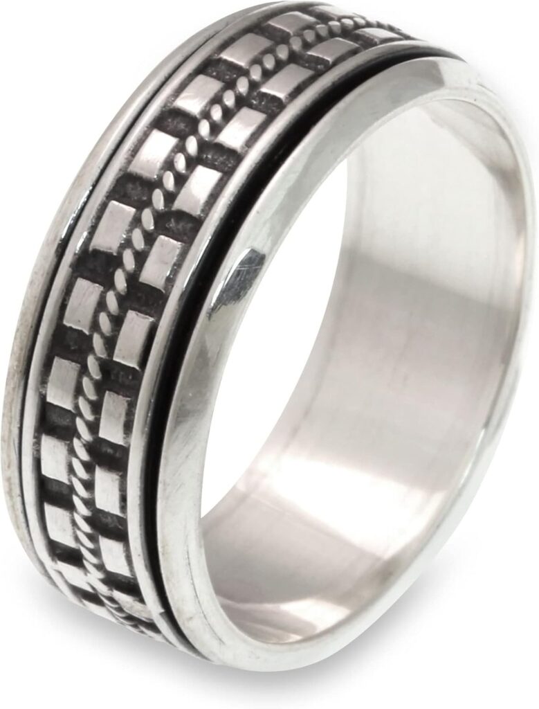 NOVICA Artisan Handmade Men’s .925 Sterling Silver Meditation Spinner Ring Crafted for Band Indonesia ‘Long Journey’