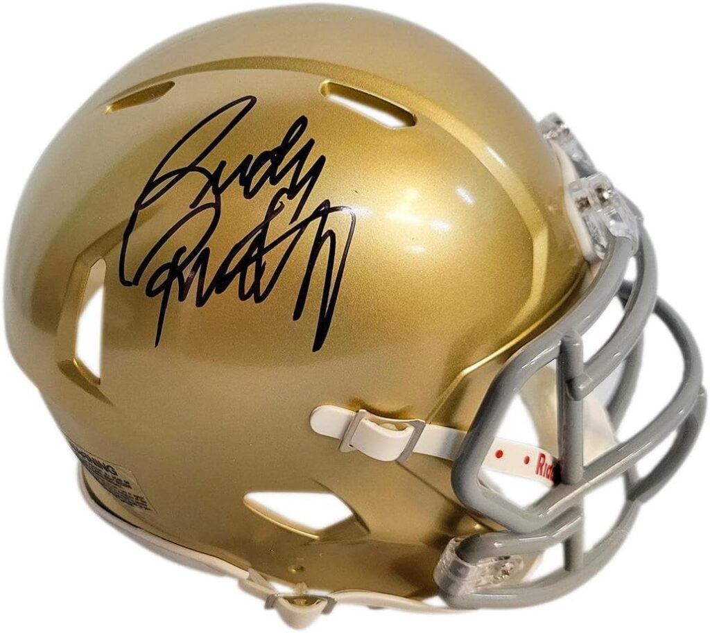 Rudy Ruettiger Autographed Notre Dame Football Mini Helmet – Hand Signed with James Spence Authentication (JSA)