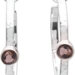 NOVICA Artisan Handmade Smoky Quartz Half-hoop Earrings Sterling Silver Hammered Indonesia Gemstone [1.3 in L x 0.2 in W x 1.4 in D] ‘Mosaic Song’