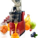 Cold Press Juicer Machines Slow Masticating High yield Pulp separation Can make fruit ice cream Multi-Functional for Home Commercial Use Wide Feed Chute (red)