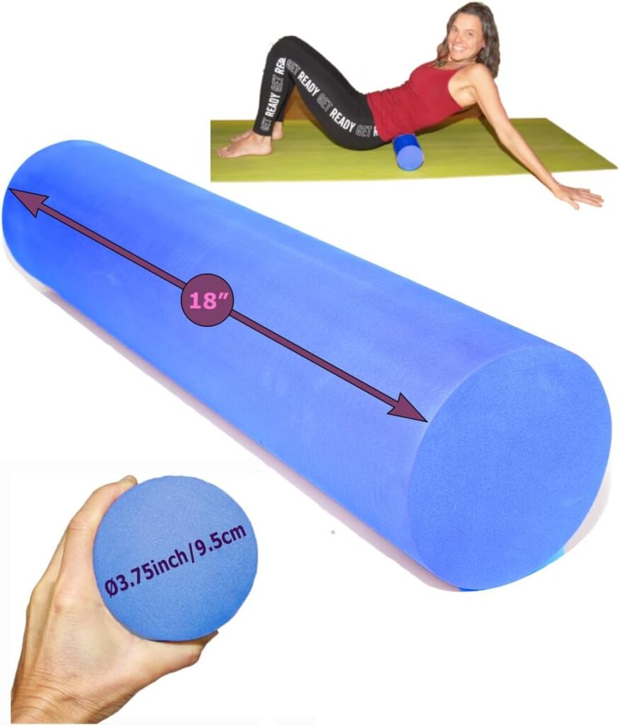 Foam Roller Back Leg Muscle Pain – Small Size Hard Density EVA Muscle Recovery Roll Ø3.75″x18″ for Physical Therapy, Helps as Spine Cracker Stretcher