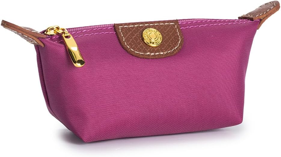 Womens Unique Change Purse Vintage Nylon Zip Coin Wallet Mini Bag (Rose Purple)