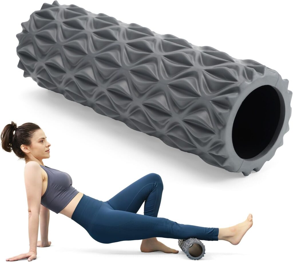 Foam Roller – 15 inch Deep Tissue Massager for Muscle Massage, Myofascial Trigger Point Release, Exercise, Yoga, Pilates & Stretching(Gray)