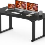4 Legs Standing Desk, Large 71×31 Inches Electric Adjustable Height Desks with Splice Board, Stand Up Desks Home Office Computer Workstation, Black