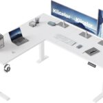 L Shaped Standing Desk 63 x 55 Inch, Electric Height Adjustable Corner Desk with Splice Board, Sit Stand Computer Table with Memory Controller, Ergonomic Home Office Workstation, White