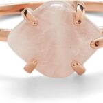 Pura Vida Rose Gold or Silver-Plated Crystal Cove Ring w/Rose Quartz or Amethyst – Brass Base, Gemstone Charm, Rhodium – Size 5-9