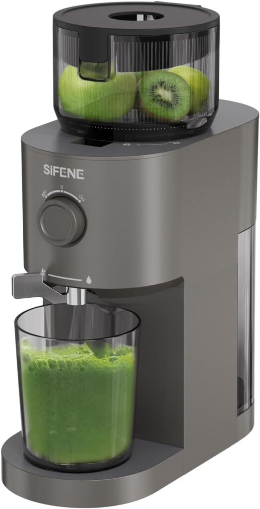 Cold Press Juicer, SiFENE Slow Masticating Machines with 5.2″ Extra Large Feed Chute Fit Whole Fruits & Vegetables, Easy Clean Self Feeding Effortless for Quick Juicing, High Juice Yield