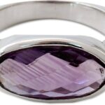 NOVICA Artisan Handmade Amethyst Cocktail Ring Three Carat .925 Sterling Silver Purple Single Stone India Birthstone ‘Purple Crown’
