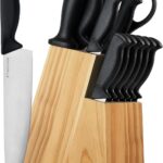 XANAPON Knife Set, 14 Pieces Kitchen Knife Set, High Carbon German Stainless Steel, Dishwasher Safe Cutlery with Sharpener, Natural