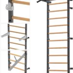 Kipika Gymnastic Stall Bar – 2″x2″ Swedish Ladder with 1″ Hole, Wall Mounted Pull-up Bar Ladder Suspension Trainer, Solid Wood Grips Gymnastics Training Bar for Home, Wall Gym, School