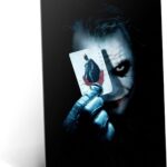 Displate Metal Poster Batman DC Comics – The Dark Knight – Joker with Batman card – Easy Magnetic Mounting – Collectible Gift for Movie Fans – Wall Art Room Decor Bedroom Posters – 12.6×17.7 in