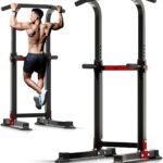 ZENOVA Pull Up Bar Dip Bar Squat Rack Workout Dip Station Height Adjustable Free Standing Chin Up Bar