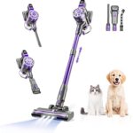 Cordless Vacuum Cleaner,Vacuum Cleaners for Home with Super Suction,Lightweight Stick Vacuum with 35 Mins Runtime,Rechargeable Cordless Vacuum for Carpet, Tile, Pet Hair, Hardwood Floors(Purple)