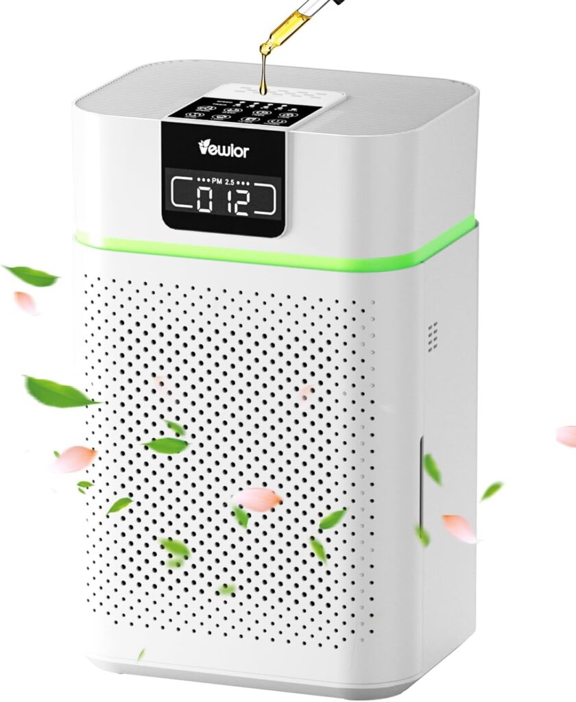 Air Purifier for Home Large Room, VEWIOR HEPA Air Purifier Bedroom Cover up to 1800ft² with Essential Diffuser, AUTO Mode, Sleep Mode, Timer, Lock, Air Cleaner for Wildfire Smoke Dust Pollen