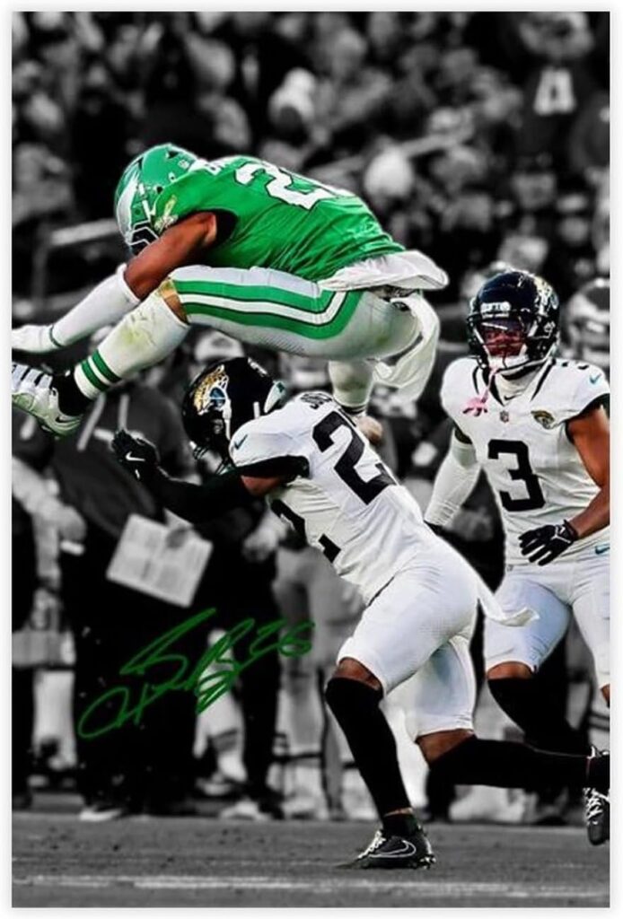 Saquon Barkley Philly Eagles Epic Reverse Hurdle Signed Poster Bedroom Decor Sports Landscape Office Room Decor Gift Style:Unframe 16x24inch(40x60cm)