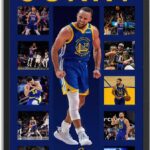 Black Framed Basketball Superstar Stephen Curry Signed Poster For Kids Fans Room Bedroom Wall Decor-Canvas Art Print Pictures For Teen Boy Birthday Gifts