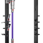 Vacuum Cleaner Stand, Compatible with Dyson Gen5 V15 V12 V11 V10 V8 V7 V6, Floor Cordless Vacuums Attachment Holder with 4 Hooks and 4 Shelves, Metal Storage Bracket Organizer, Black