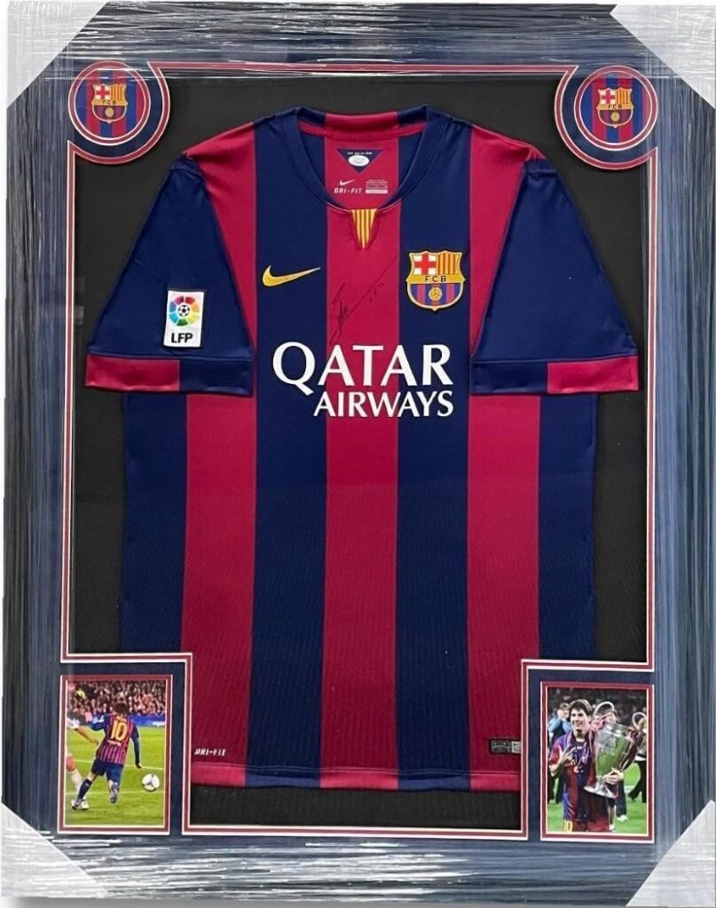 Lionel Messi Signed Autographed Jersey FC Barcelona Custom Framed JSA YY54050 – Autographed Soccer Jerseys
