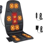Back Massage Chair Pad, Back Massager with Heat for Pain Relief, Chair Massager for Full Body Massage, Deep Tissue Vibration Massger with 2 Adapters, Chair Massager for Office and Recliner